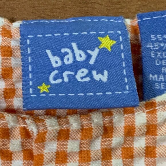 Vintage Dinosaur Orange Gingham Shorts Romper Jumper Checkered Baby Crew 24 M - Picture 3 of 13